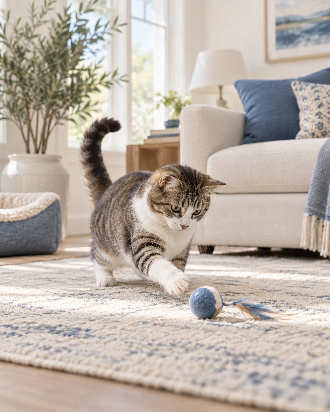 A cat playing with a toy
