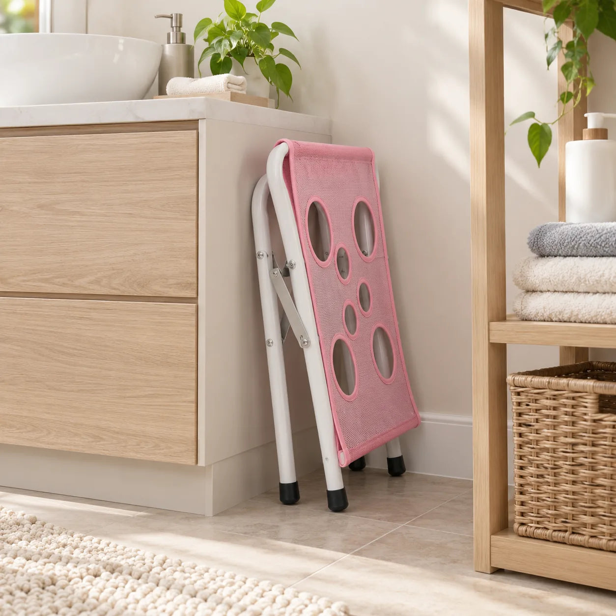 The Pawlie Cat Bath Stand folded for storage