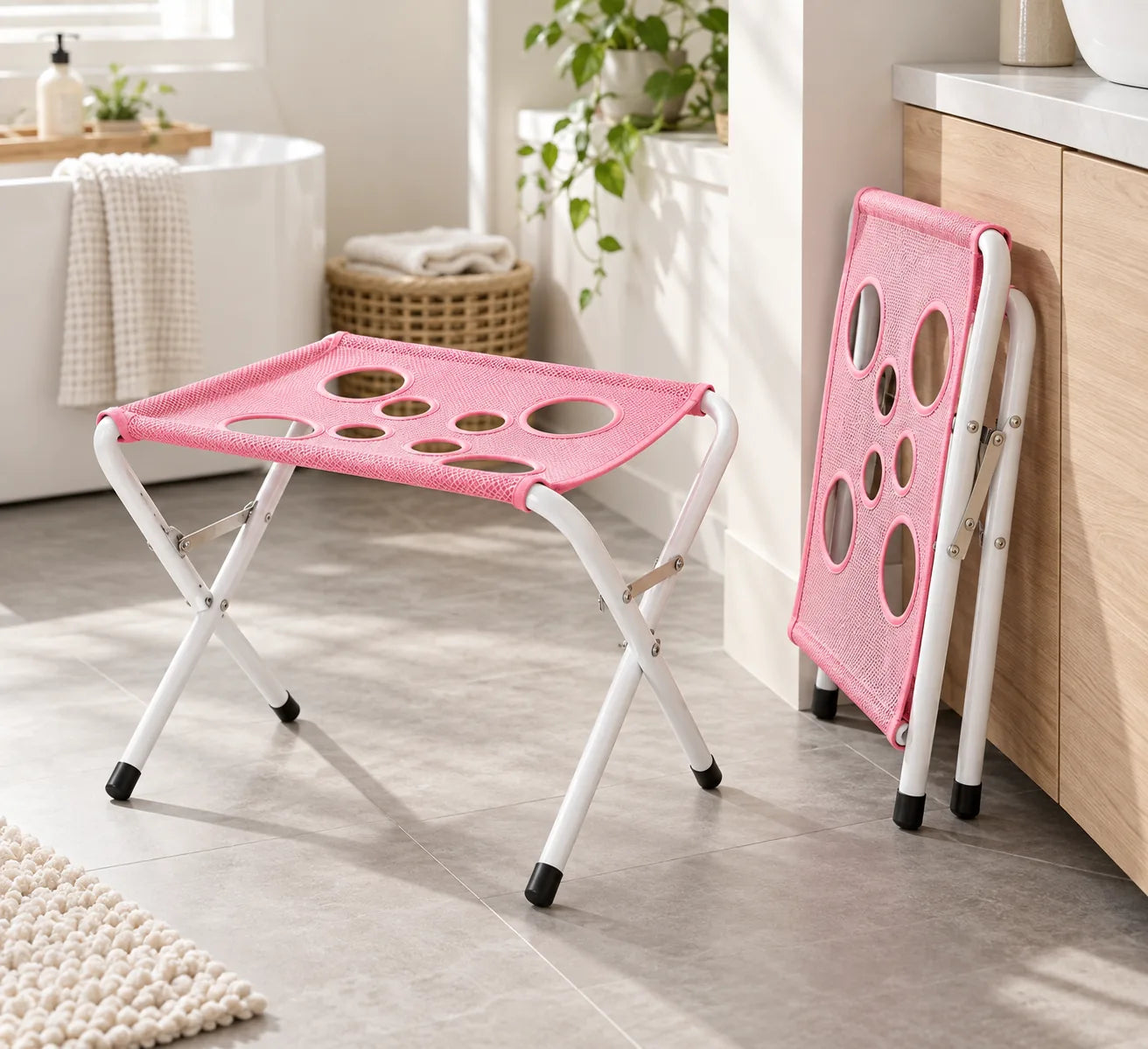 Open and folded Pawlie grooming stand detail